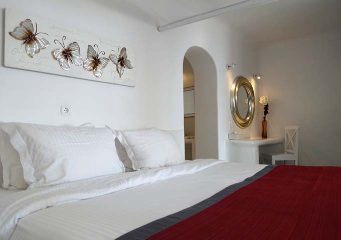 The suite bedrooms have a dressing area by the bed.