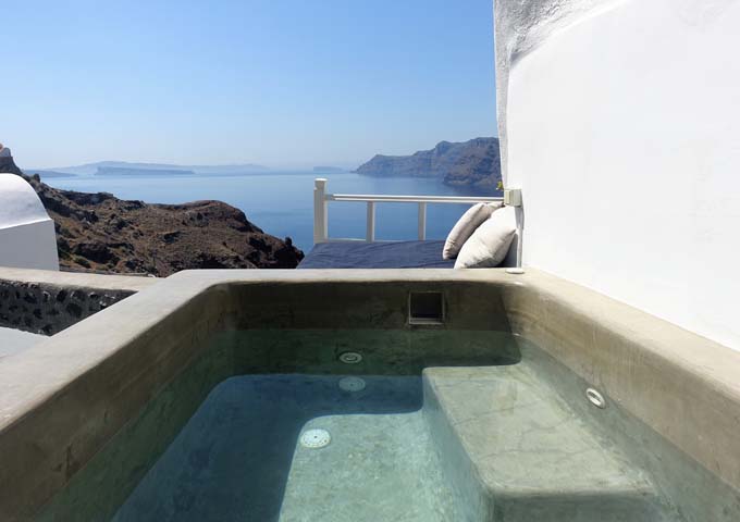 There is a plunge pool on the terrace of the Esperas Suite.