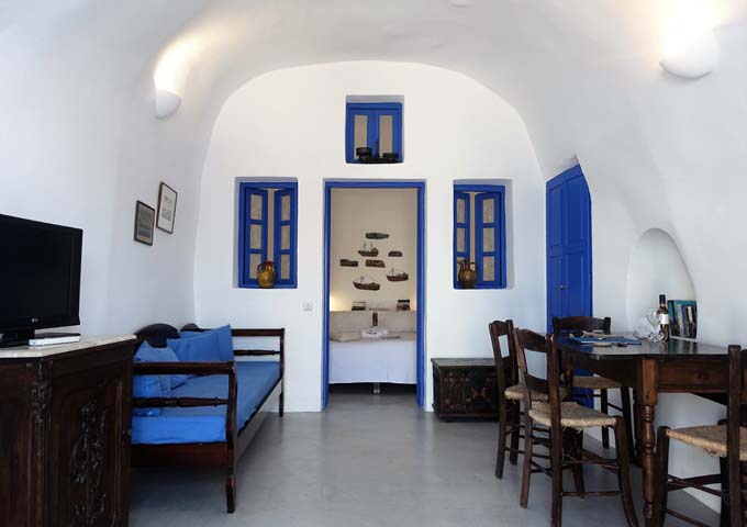 The Honeymoon Suite is spacious and feature Cycladic architecture and traditional Greek furniture.