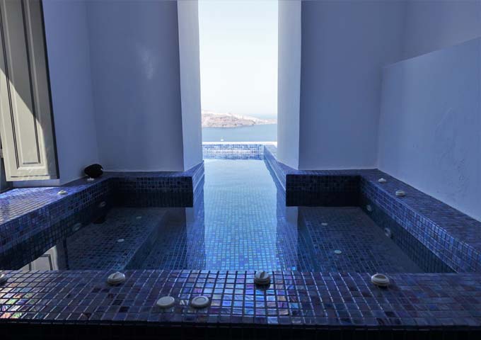 The spa room also leads to the indoor/outdoor jacuzzi.