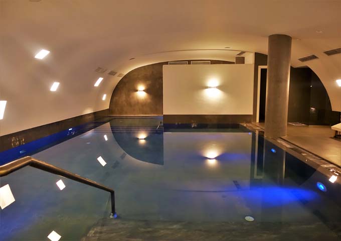 The spa features an indoor heated pool.