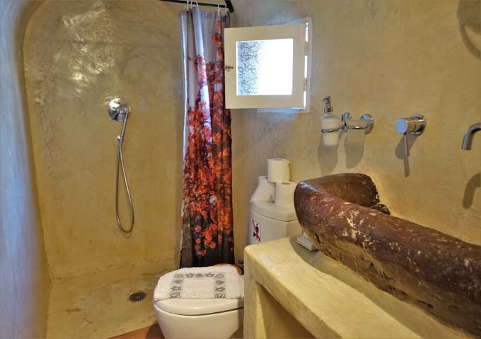 The studio has a traditional and small cave shower.