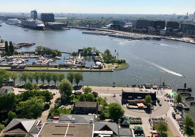 One can see the ferry dock from the A'DAM Tower roof terrace.