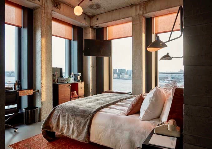 The Sir Suite offers great views of the IJ waterway and historic city center.