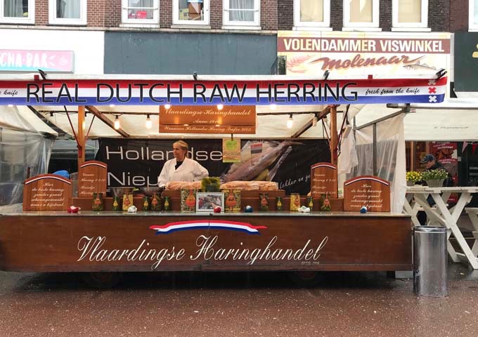 The herring stall nearby sells the very popular Dutch snack.