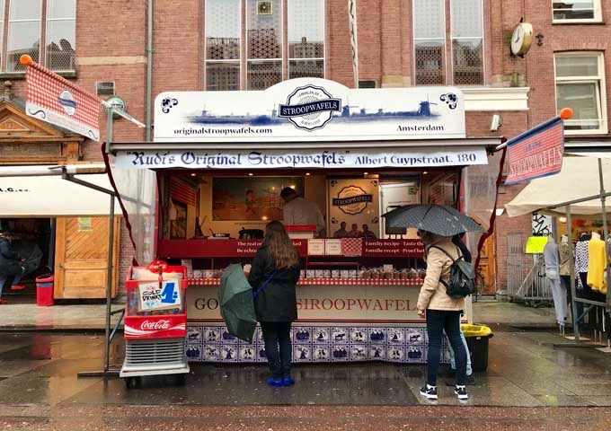 The stroopwafel stall nearby serves a deliciously sweet snack.