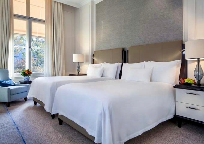 The Twin Premier rooms are cozy and overlook the garden.