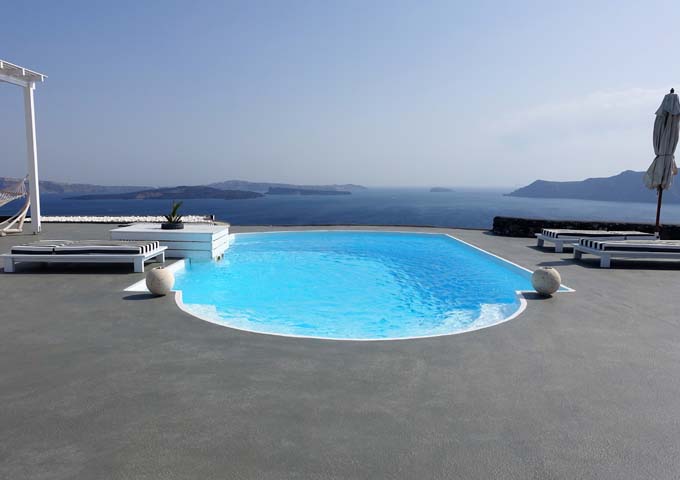 Estia also has the largest pool, and amazing views of the caldera.