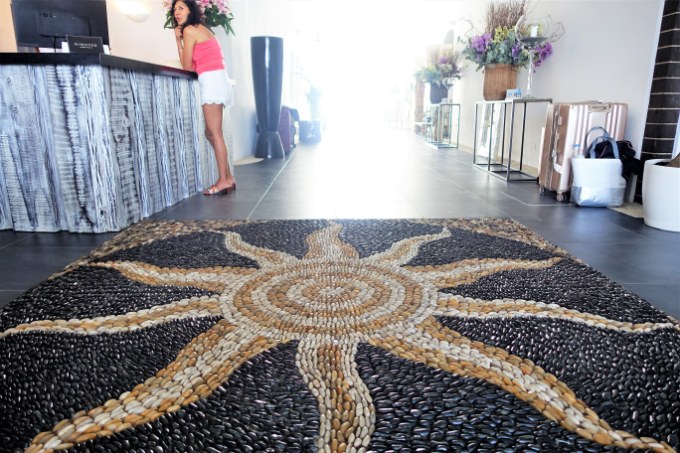 The reception features a gorgeous mosaic floor.