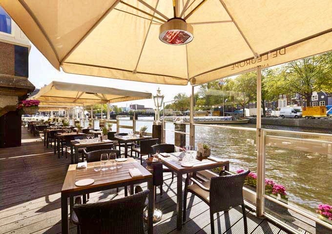 Hoofdstad Brasserie's terrace is extremely popular during warmer months.