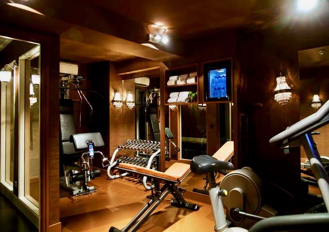 The hotel's small gym is located in the basement.
