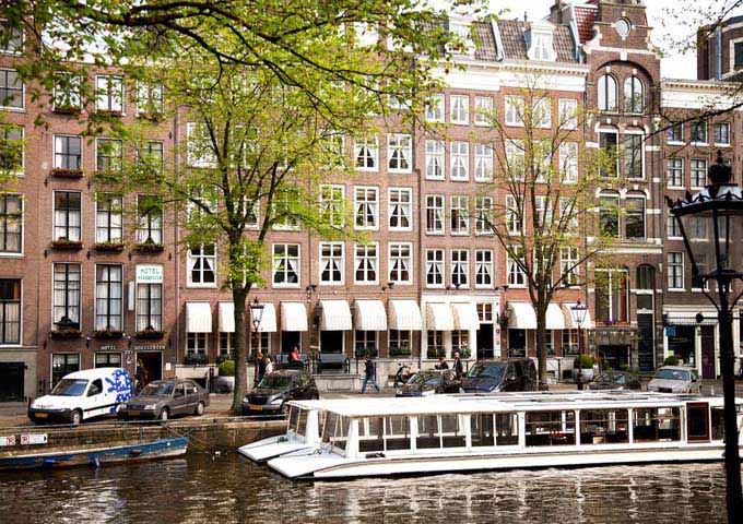 The hotel is located right by the picturesque Singel canal.