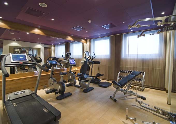 The hotel's gym is small but well-equipped.