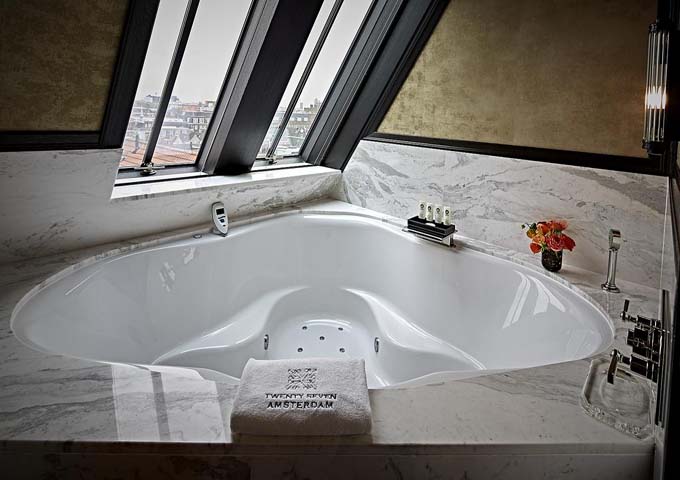 The Roof Stage Suite has a romantic jacuzzi with a view.