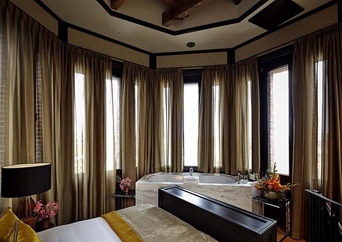 The Tower Dream Suite boasts of panoramic views and an in-room jacuzzi.