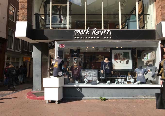Mark Raven sells Amsterdam-inspired art and t-shirts.