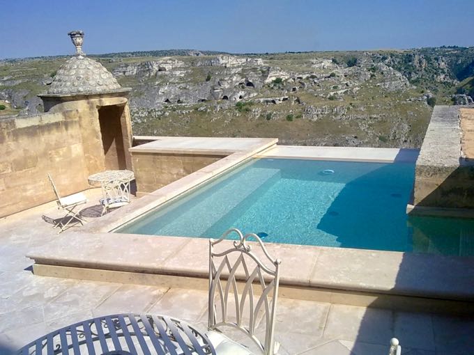 Matera 5-star hotel with view and balcony.