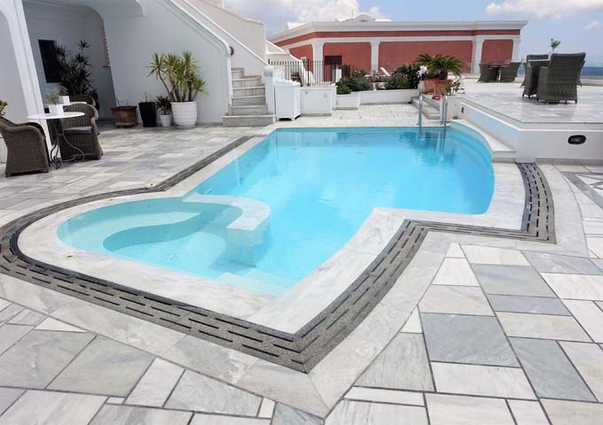 Rooms on the main floor have direct pool access.