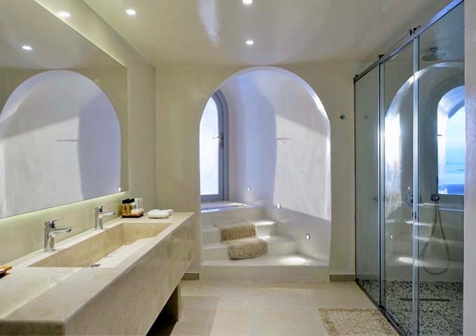 The spacious master bathroom has a 2-person shower.