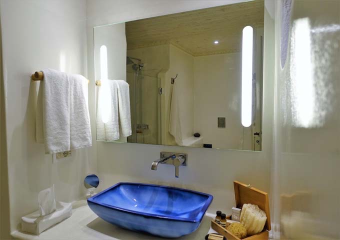 The bathrooms boast of luxury amenities.