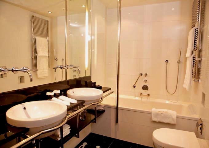 Most bathrooms have a bath-and-shower combo.
