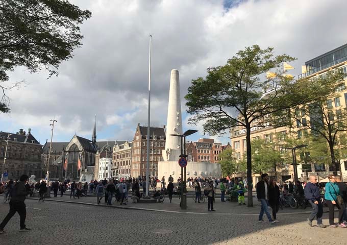 Dam Square is a popular gathering point in the center of the Medieval Center.