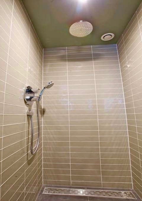 Except for Junior Suites, all bathrooms have walk-in rain showers.