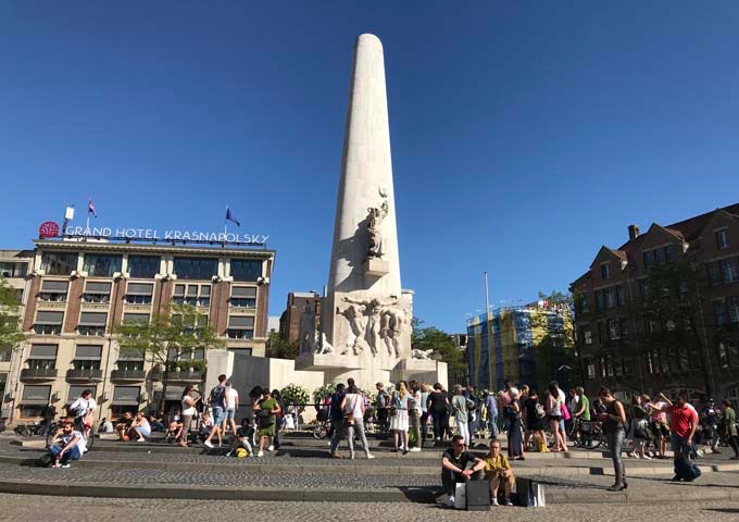 The Nationaal Monument at Dam Square is a popular destination.