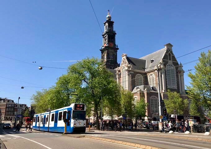 Westermarkt tram stop is close to Westerkerk.