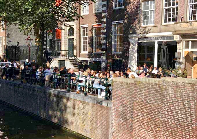 Herengracht restaurant and bar is popular for its canal-side seating and modern European dishes.