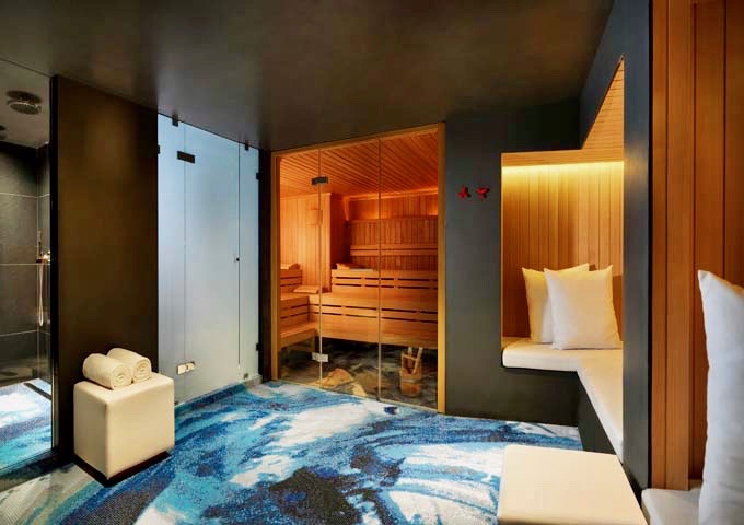 The spa section houses the sauna and massage and beauty treatments.