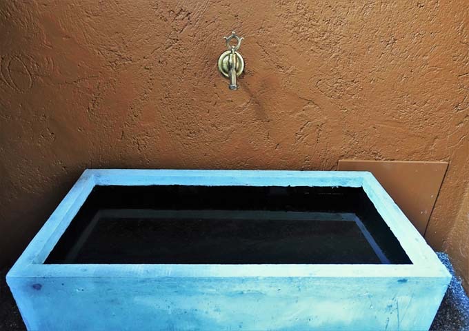 All suites on the ground floor have a water trough in their patio entrance.