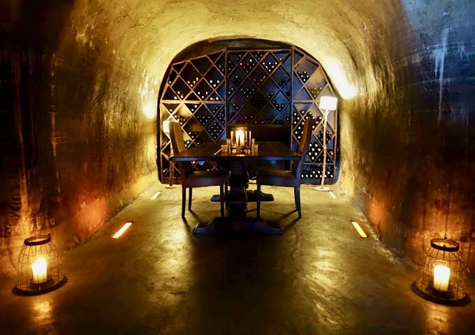 The restaurant has a secret wine cave for private dining and wine tasting.