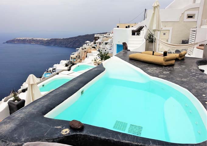 The plunge pool is located on a second terrace.