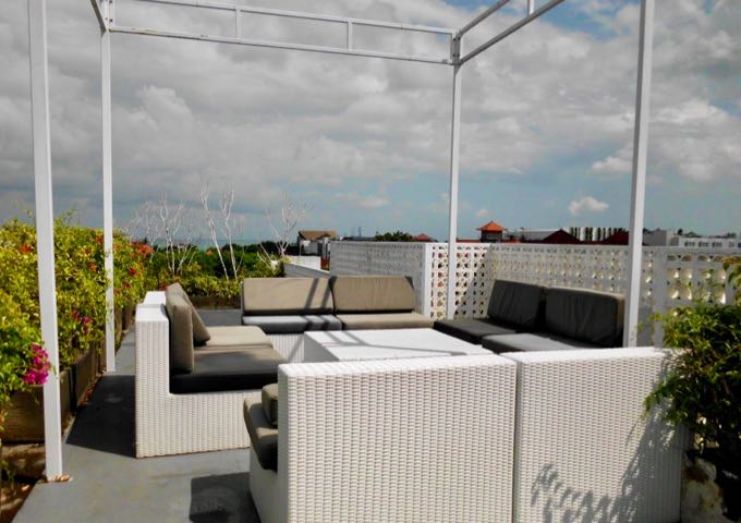 The H8S Sky Bar offers rooftop seating with great views.