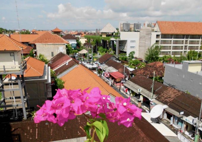 Guests can see the streets of Kuta and Legian from the rooftop.