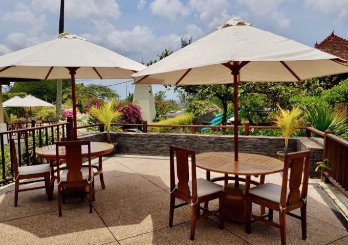 The hotel's Bunga Kelapa restaurant offers multi-level seating.