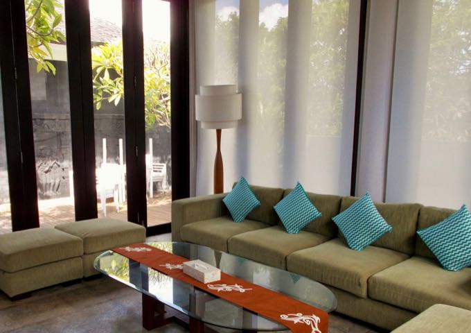 The villa furnishings are modern and comfortable.