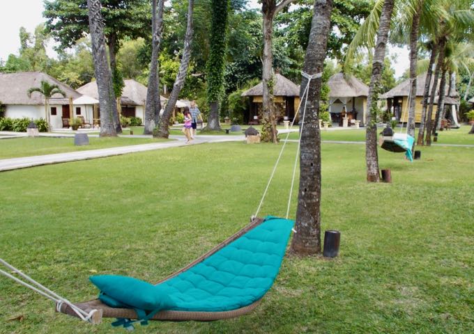 The several hammocks across the resort lawns are inviting.