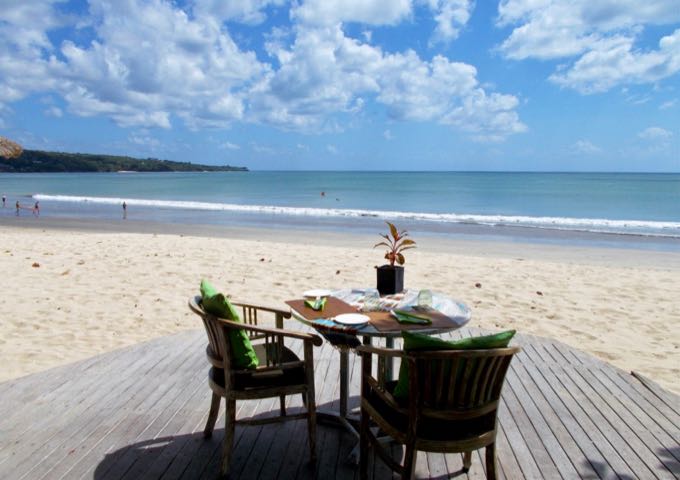 The resort offers private sunset dining on the sand.