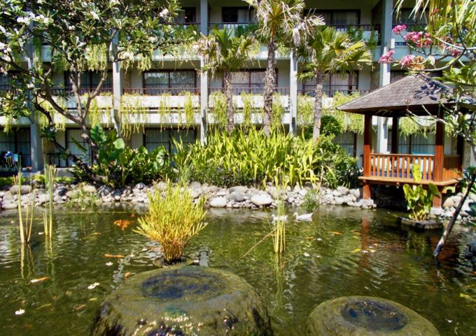 The resort has plenty of gardens and ponds.