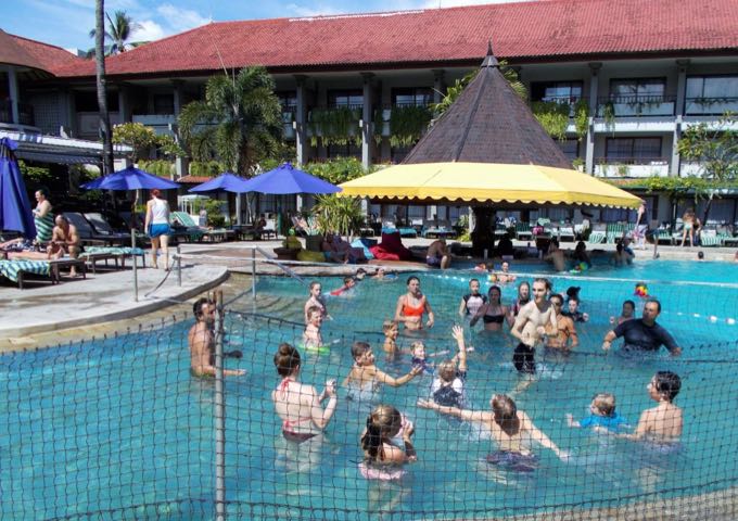 Group activities are organized in one of the pools.