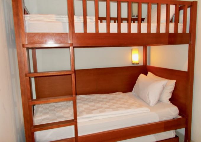 Family rooms feature a separate room with a bunk bed.