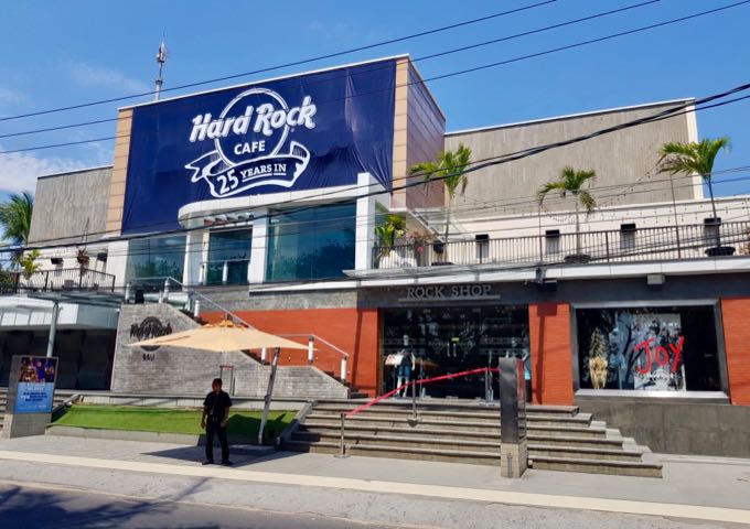 A Hard Rock Café outlet is down the beachside road.