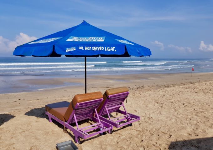 Legian Beach is better for surfing than swimming.