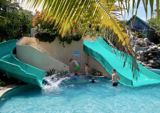 Another pool has extremely popular waterslides.