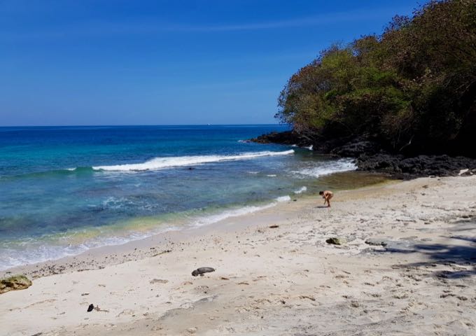 The Blue Lagoon Beach is almost a kilometer away up a steep road.
