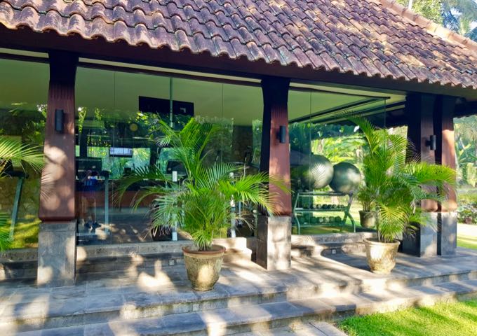The glass-encased gym has one of the best settings in Bali.
