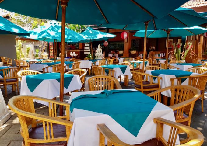 Frangipani has a charming courtyard where guests can enjoy their meals.