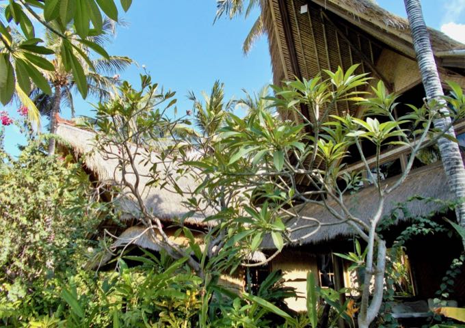 All bungalows sport a traditional Indonesian design.